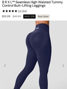 BRXL High-Waist Butt-Lifting Seamless Leggings — Navy